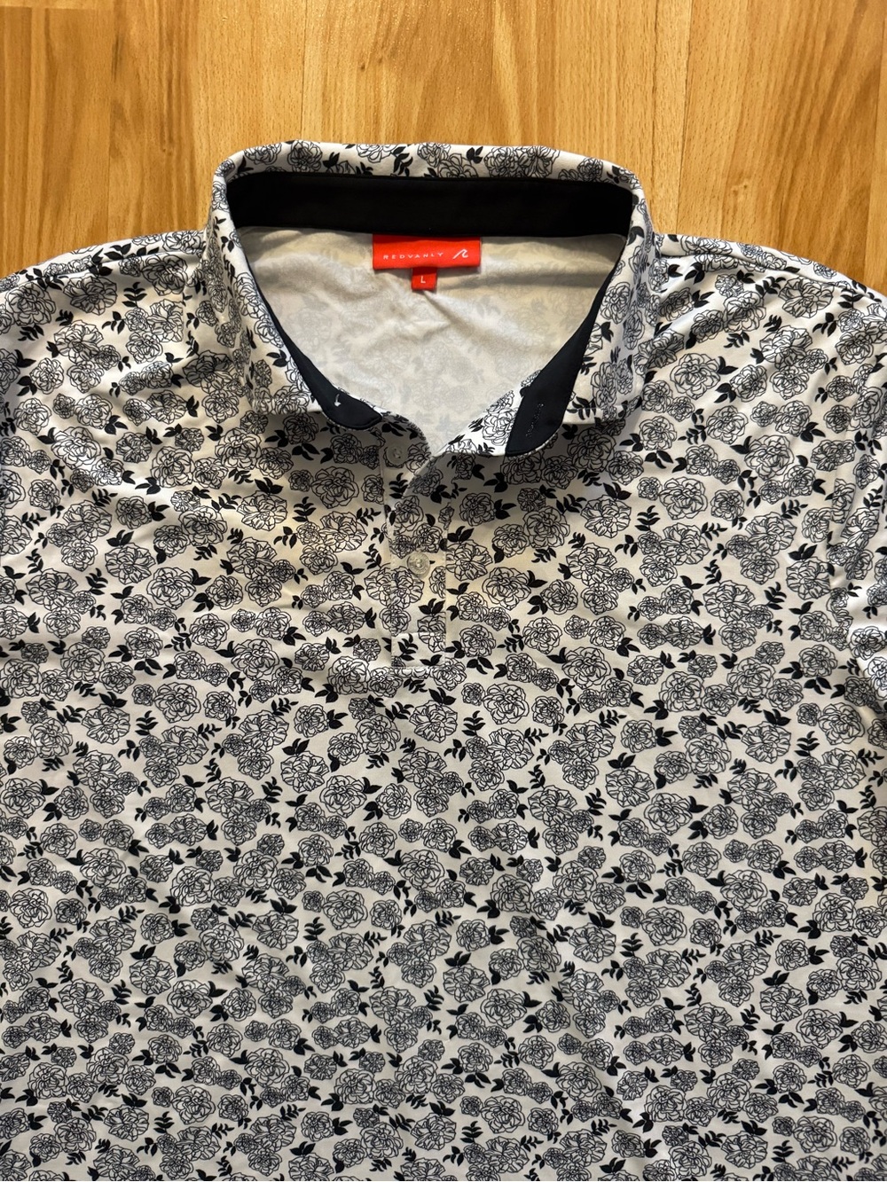 Redvanly Floral Lightweight Performance Polo Collared Golf Shirt- Men’s Large